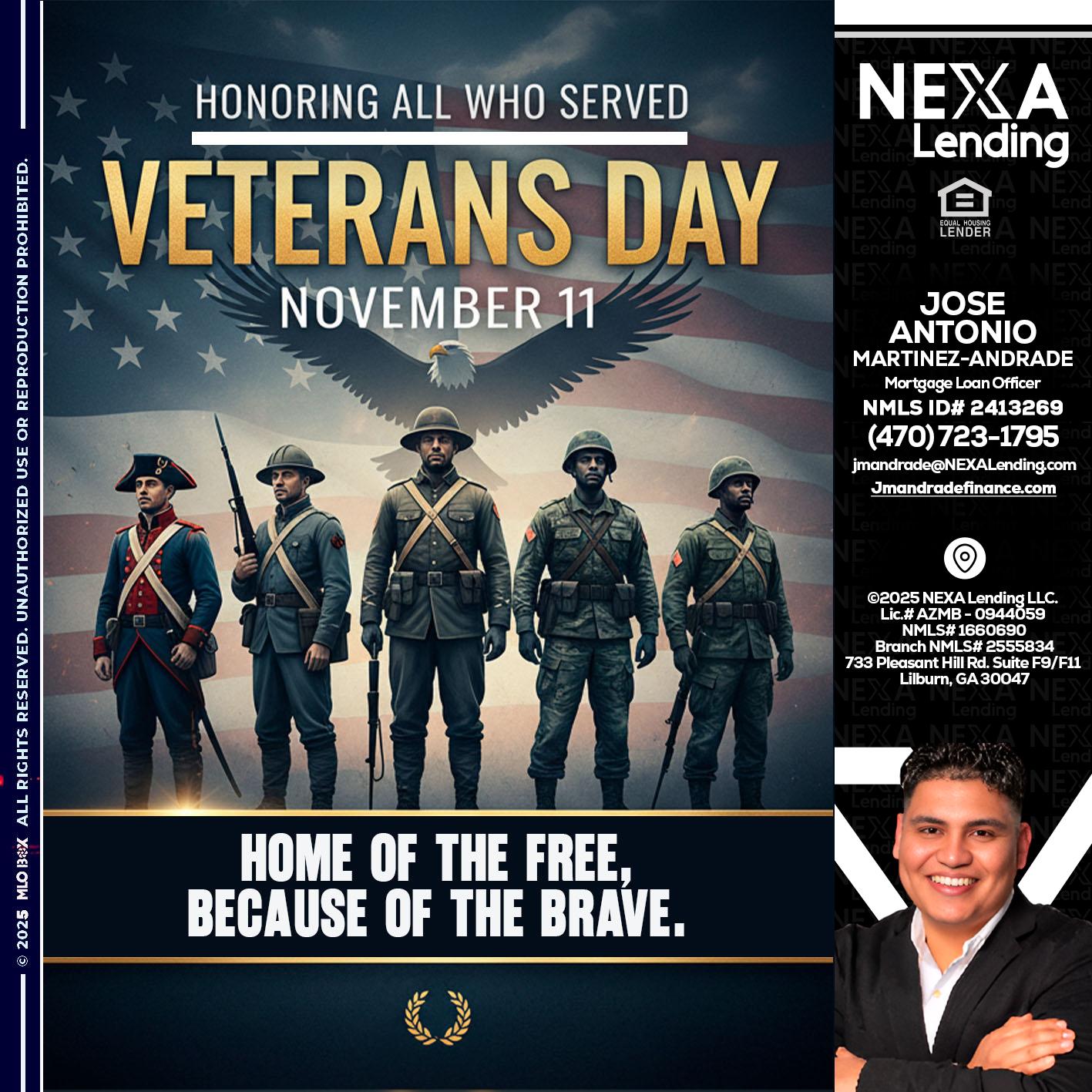 Veterans Day - Jose Antonio Martinez-Andrade -Mortgage Loan Officer