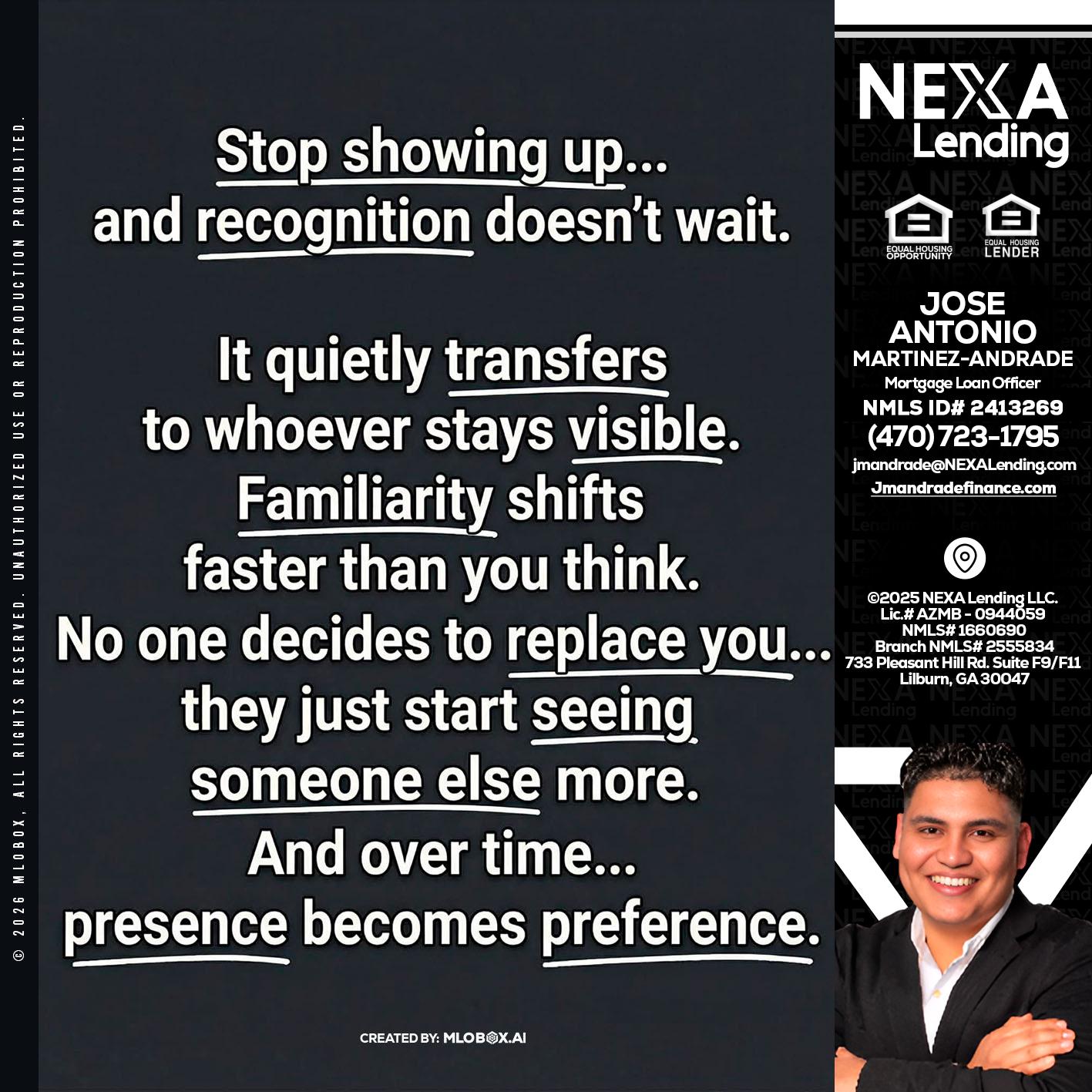 STOP SHOWING - Jose Antonio Martinez-Andrade -Mortgage Loan Officer