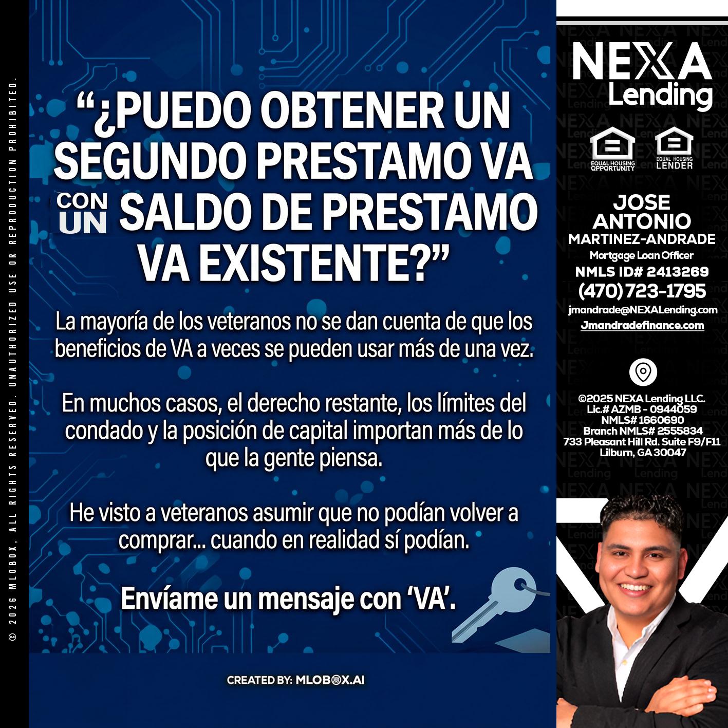 PUEDO OBTENER UN PRESTAMO VA - Jose Antonio Martinez-Andrade -Mortgage Loan Officer