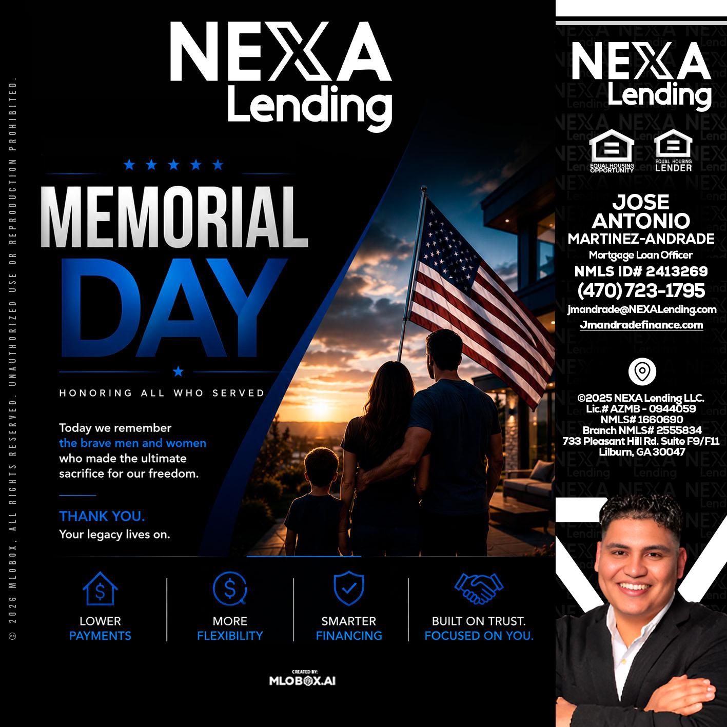 MEMORIAL DAY - Jose Antonio Martinez-Andrade -Mortgage Loan Officer