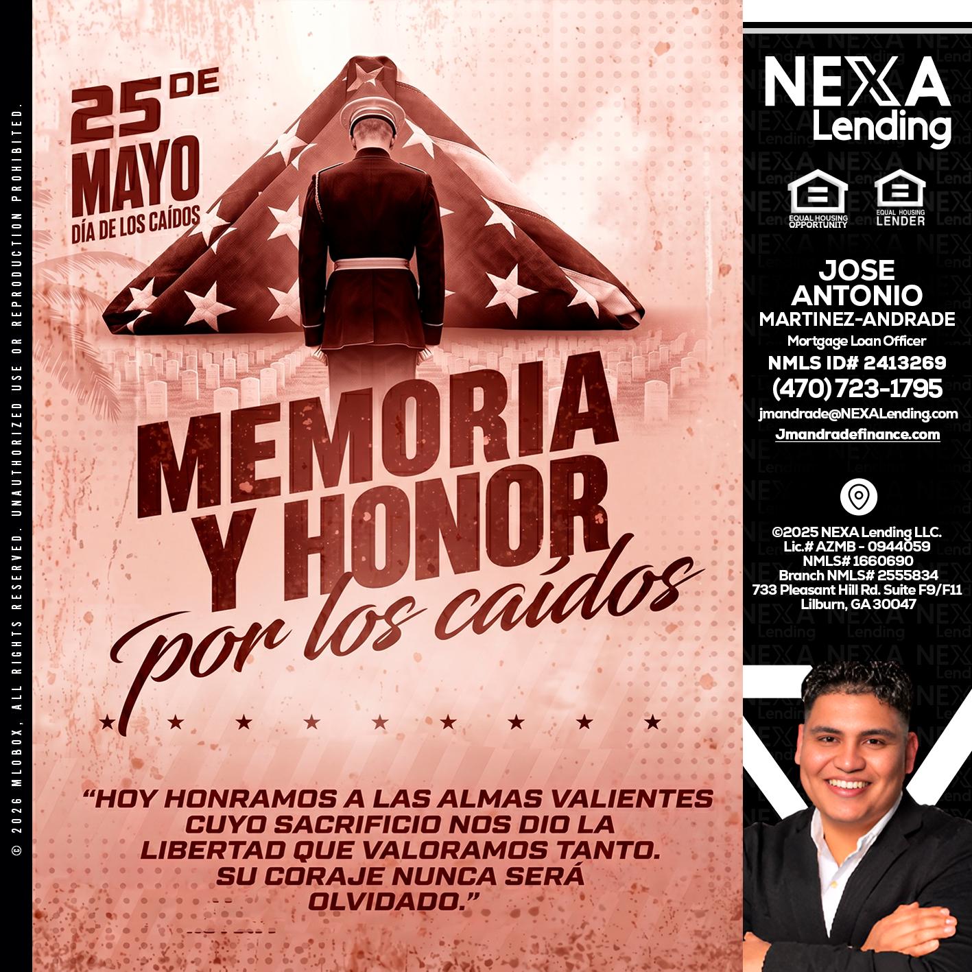 MEMORIA Y HONOR - Jose Antonio Martinez-Andrade -Mortgage Loan Officer