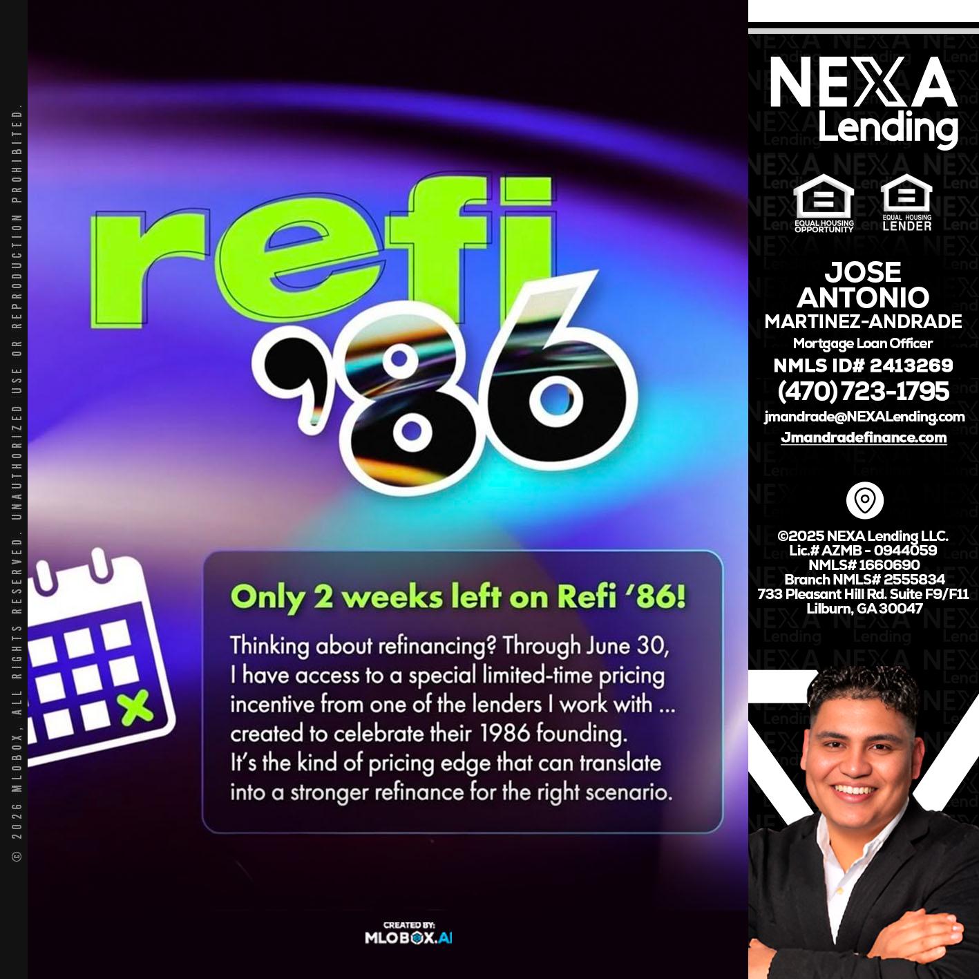 REFI 86 - Jose Antonio Martinez-Andrade -Mortgage Loan Officer