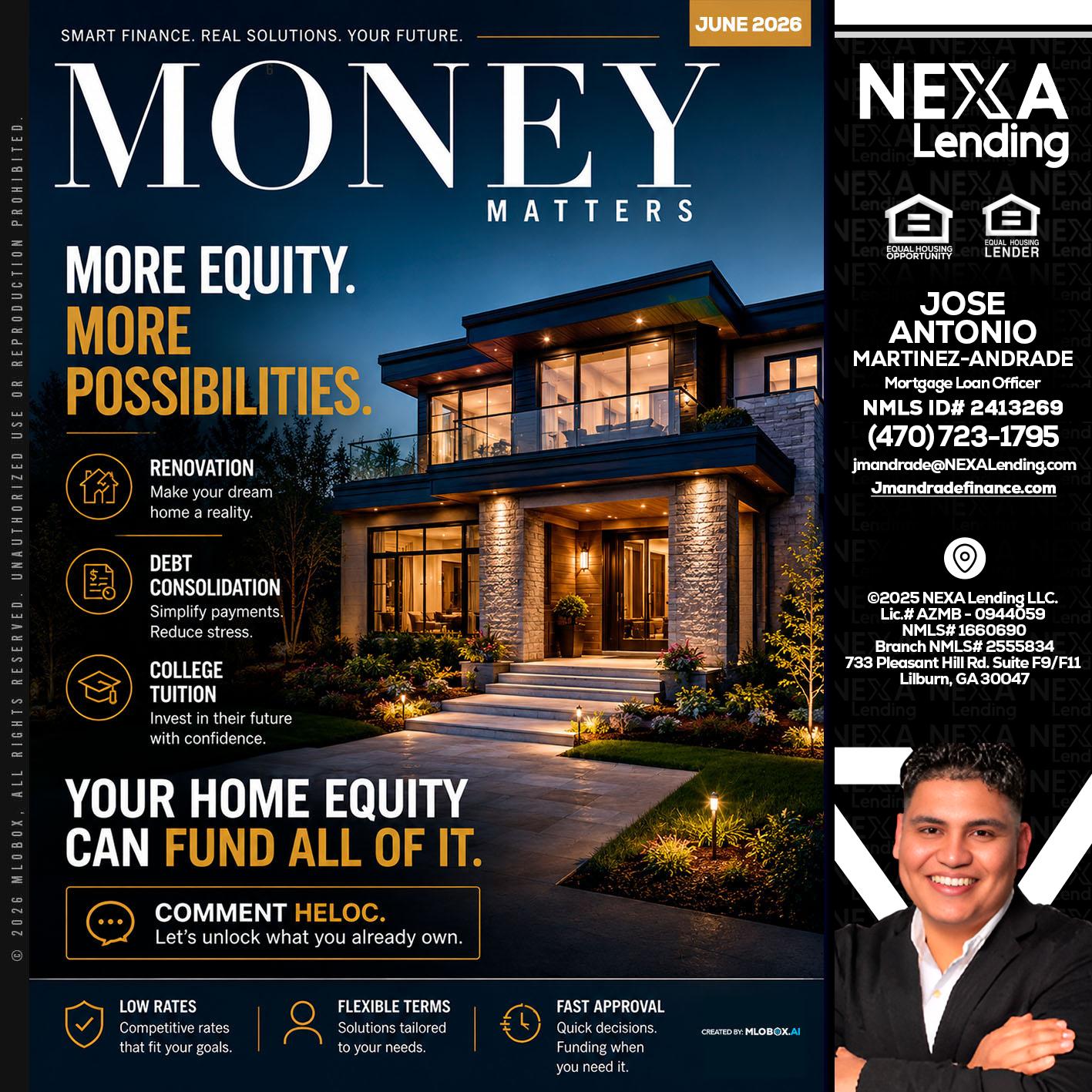 MONEY MATTERS - Jose Antonio Martinez-Andrade -Mortgage Loan Officer
