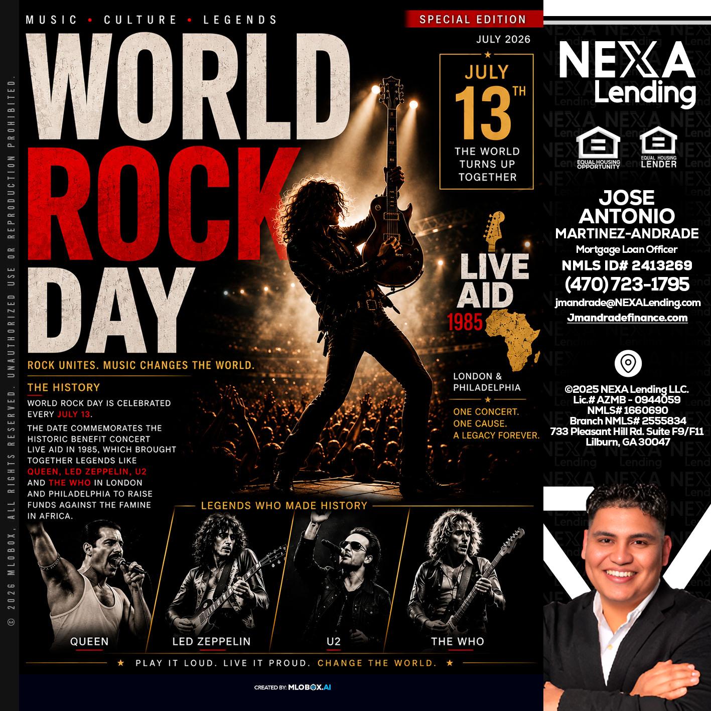 WORLD ROCK MUSIC DAY - Jose Antonio Martinez-Andrade -Mortgage Loan Officer